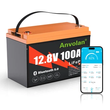 Акумулятор Anvolan LiFePO4 12.8V 100Ah з Bluetooth та BMS