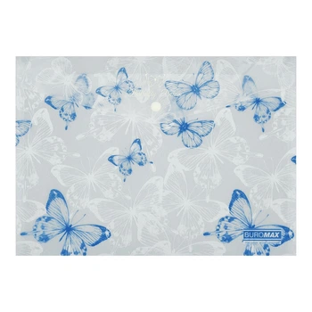 Папка-конверт А4 на кнопке BUTTERFLY ARABESKI белая перламутровая BM.3943-31 BUROMAX матовый полупрозрачный пластик (4823126816302)