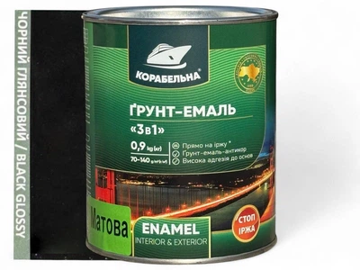 Грунт-эмаль 3 в 1 Корабельная 0,9 кг черная