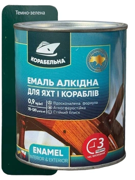 Эмаль алкидная Корабельна ПФ-115 0.9 кг темно-зеленая