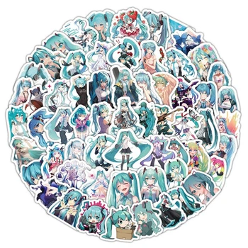 Набір наклейок стікерів Міку Хацуне Hatsune Miku 50 штук наліпки з Vocaloid