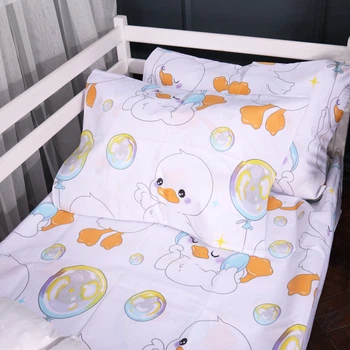 Простынь MirSon Бязь 17-0895 Baby Ducks white 150 х 220 см (2200012392805)
