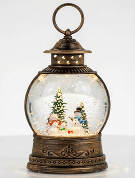 Новорічний нічник XMAS вінтажний ліхтарик WLD-2103C з блискітками та музикою (від мережі, 3*АА) 21см