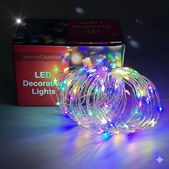 Светодиодная гирлянда Xmas Капля росы 100 Led 10m на медной проволоке Мультицветная от батареек+USB
