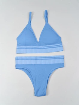 Комплект нижнего белья спортивный с топом ISSA PLUS BL3-218 S/M голубой (issa2007682680382)