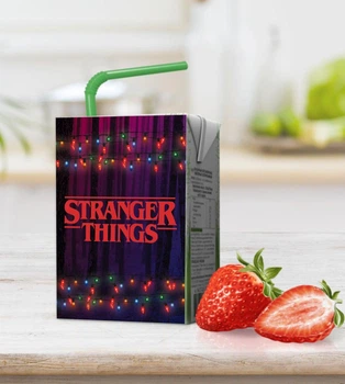 Наклейка на сок "Очень странные дела. Stranger Things. Загадочные события" 6,3x8,4 см