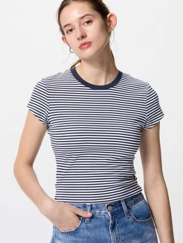 Футболка хлопковая короткая женская Uniqlo 752732103 XS Синий/Белый (1159849717)