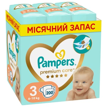 Підгузки Pampers Premium Care Розмір 3 (6-10 кг) 200 шт (8006540855898)