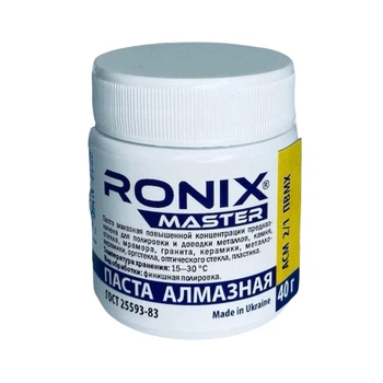 Алмазна паста для каменю та скла АСМ зерно 2/1 ПВМХ 40г жовта RONIX master