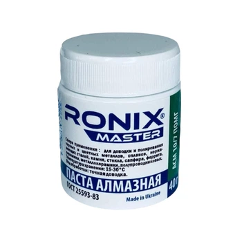 Алмазная паста по металлу АСН зерно 10/7 ПОМГ 40г зелёная RONIX master