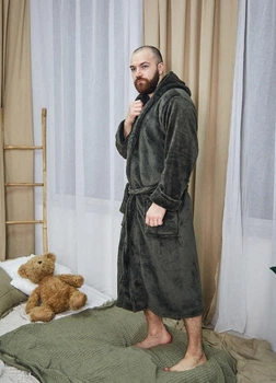 Чоловічій махровий халат батал, хакі, розмір 5XL