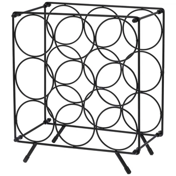 Stojak na wino Home & Styling Collection na 9 butelek metalowy Czarny (8721037364874)