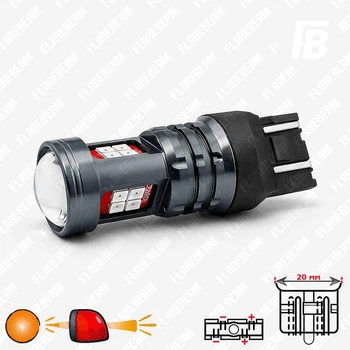 Лампа LED цоколь 7443 (T20 W21 5W) в красный поворотник с линзой 12–24 В SMD 3030*15 (оранжевый)