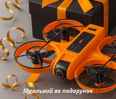 Дрон бесщёточный с двойной Wi-Fi камерой, квадрокоптер с оптическим позиционированием и пультом с экраном, для взрослых и детей, YouWe, оранжевый, 2100122