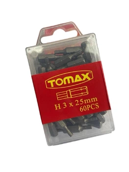 Бита HEX 3 x 25 мм магнитная для шуруповерта / шестигранная бита 1/4" 60 шт TOMAX