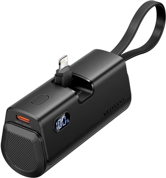 УМБ Vention 4800mAh 22.5W PD with built-in Lightning cable Black (FHRB0)
