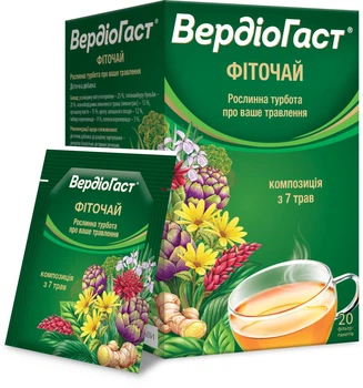 Вердіогаст фіточай, по 1,5 г у фільтр-пакеті з ярличком в інд. пакетику, №20