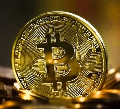 Колекційна криптовалютна монета "Біткоїн" (Bitcoin/BTC) у захисному кейсі