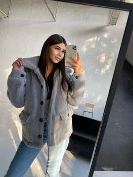 Шуба, колір Сірий Fashion LYS_3010Grey M 2000001002735