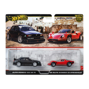 Машинка Premium 2шт Hot Wheels Alfa Romeo 155 V6 TI / '69 Alfa Romeo 33 Stradale 2-Packs 1:64 JBK95 Black