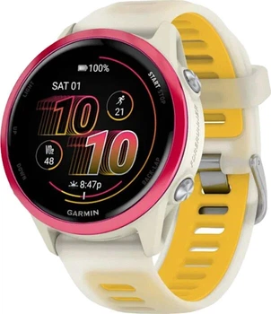 Смарт-годинник Garmin Forerunner 570 42mm Raspberry Aluminum w. Translucent Bone/Mango Band (010-02970-02) Refurbished