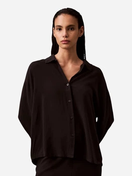Піжамна сорочка жіноча великого розміру з віскози Calvin Klein 85561230 XL Чорна (1159850224)