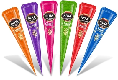Індійська фарба NEHA FAST COLOUR CONE для тимчасового тату (набір 12 конусів) Різнокольорова