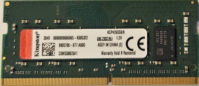 Пам'ять Kingston 8 GB SO-DIMM DDR4 2666 MHz (KCP426SS8/8) – фото