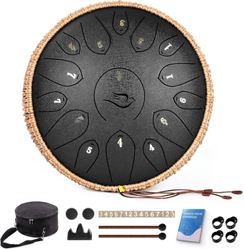 Глюкофон на 15 нот 30см (12 дюймів) з сумкою та аксесуарами Tongue Drum Black Soul музичний інструмент для медитації та йоги