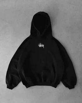Чоловіче демісезонне худі оверсайз Stussy S чорний (H122)