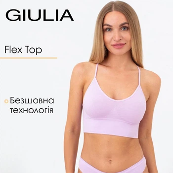 Женский топ из микрофибры бесшовный с тонкими перекрестными бретелями Giulia FLEX TOP S/M Violet-orchid bloom, спортивный топ, для йоги