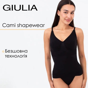 Жіноча безшовна майка з коригуючим ефектом та регульованими бретелями Giulia CAMI SHAPEWEAR XXL Black, майка з мікрофібри
