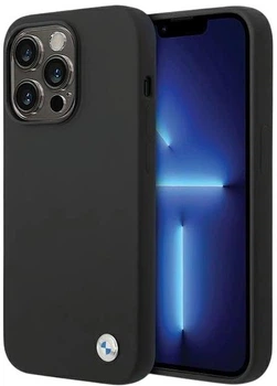 Etui plecki BMW Silicone Metal Logo do Apple iPhone 15 Pro Black (3666339200091)