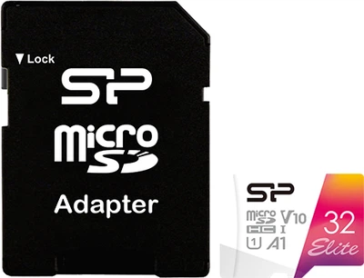 Карта памяти Silicon Power Elite Colorful microSDHC 32Gb Class 10 UHS-I U1 A1 V10 + SD-адаптер (SP032GBSTHBV1V20SP)