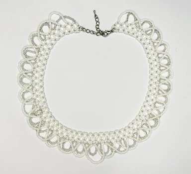Колье-силянка из чешского бисера HatynkaUA Necklace 39 см Бело-серебристый (SUN999_48)