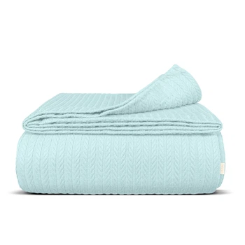 Плед-покрывало косичка COSAS 230х240 см Mint Knitted Braid Мятный