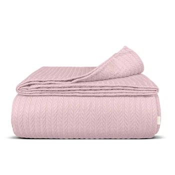 Плед-покривало кіска COSAS 230х240 см Blush Knitted Braid Сакура