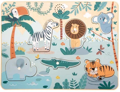 Puzzle drewniane Small Foot Safari z dźwiękami zwierząt 7 elementów 5420181 (4020972127556)