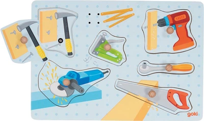 Puzzle drewniane Goki Narzędzie z dźwiękiem 6 elementów 5220262 (4013594573689)