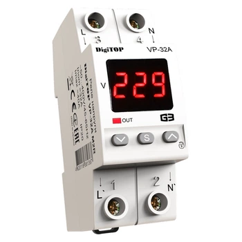 Обмежувач (реле) напруги Vp-32A М2R V-protector на DIN-рейку червоний, DigTOP