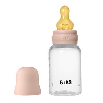 Детская пластиковая бутылочка BIBS Baby Bottle Round Latex 150 мл Slow Flow (медленный поток) blush