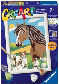 Картина по номерам Ravensburger CreArt Лошадь и котёнок 19 × 15 см (4005555230564)