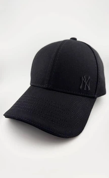 Бейсболка фулка STRETCH COTTON на резинке с вышивкой NY чёрного цвета S (55-56 см)