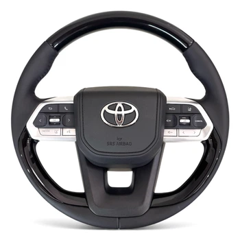 Кермо для Toyota Sequoia. Стиль LC300. Рояльний лак. Кнопки та логотип - хром. В зборі.