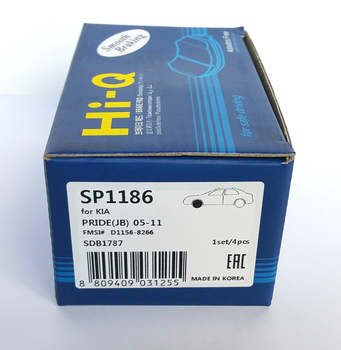 Колодки гальмівні передні Sangsin Brake HI-Q Brake Pad Hyundai Accent (06->10), KIA Rio (05->11) (SP1186)