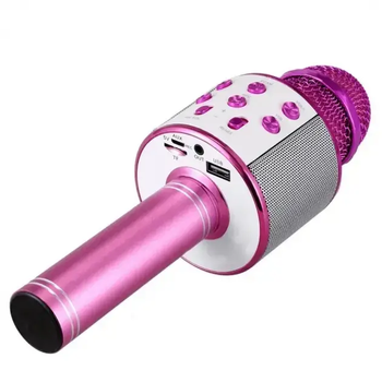 Беспроводной караоке-микрофон Wster WS-858 с Bluetooth и динамиком — розовый