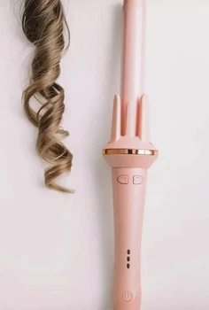 Плойка для завивки волос 2 зажимы hair curler AND LY-884 с турмалиновым покрытием и вращающимся кабелем, розовая