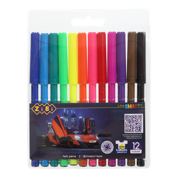 Фломастери 12кол МАШИНКА SMART Line ZIBI