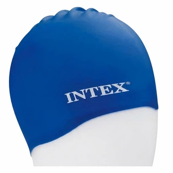 Силиконовая шапочка для плавания Intex 55992С — универсальная, для бассейна и открытой воды, синяя
