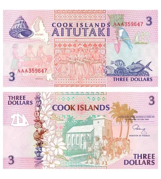 Банкнота 3 долари Острови Кука 1992 рік UNC
